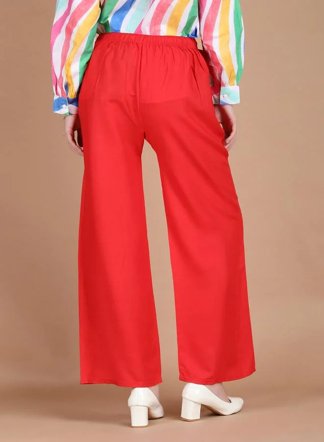 Take Two Red Red Wide Leg Ethnic Palazzos By Michael Kovlin for Women | Best Price UAE